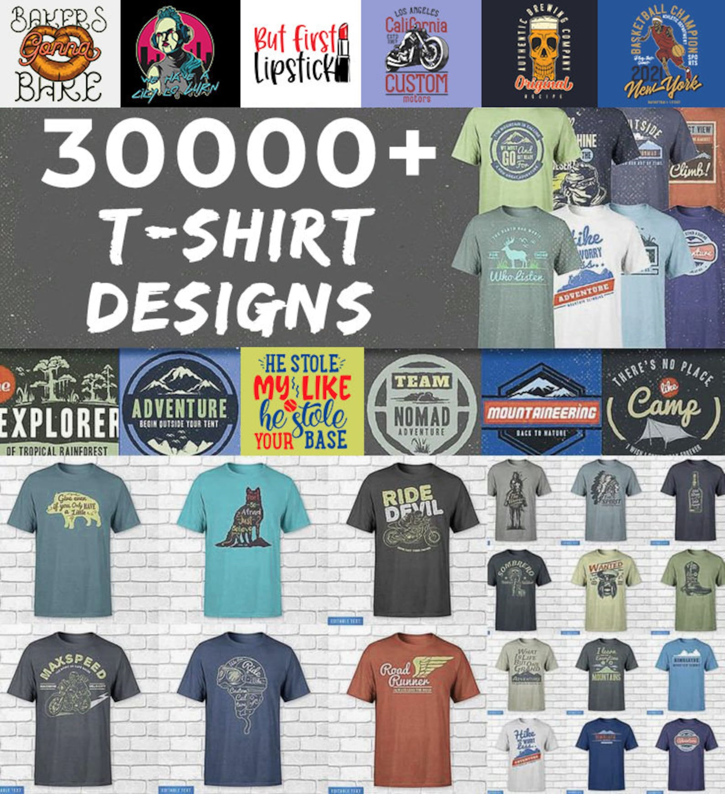 30,000 T-shirt designs for printing business for 6 euros